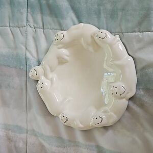 Vintage JinJar Floating Smiling Ghost Dish 8"